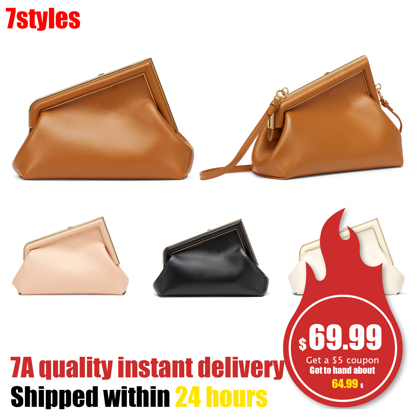 

7A quality Luxury Designer Fend totes clutch Evening Bag Genuine leather Women's handbags fashion with shoulder strap handbag men wallet crossbody Bags travel flap, White