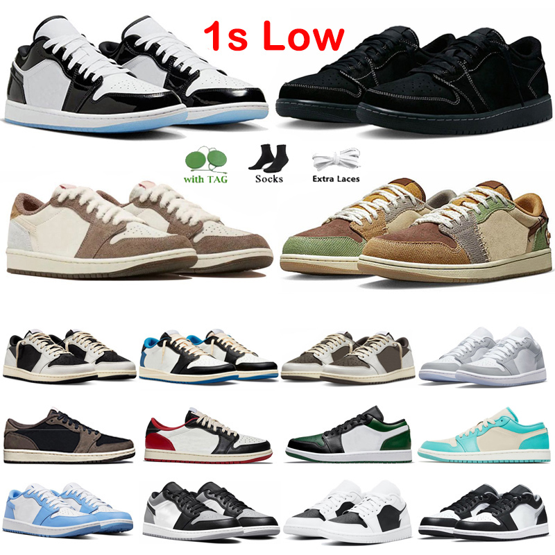

New Low 1s Basketball Shoes Reverse Mocha Concord Black Phantom Voodoo Year Of the Rabbit 1 Grey Bred Toe Panda Mens Sneaker Trainers Outdoor Walking 36-45