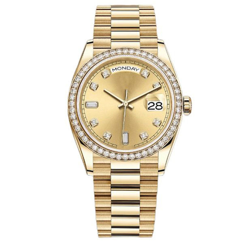 

lady Orologio Wristwatches Mens Automatic Mechanical Watches 36/41mm 904L Full Stainless Steel diamond bezel waterproof Luminous Gold Day Date watch montre de luxe, D12