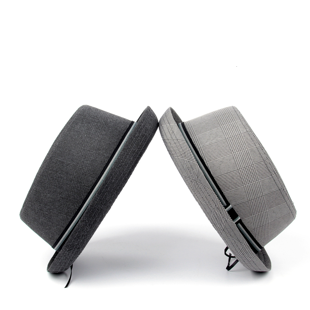 

Stingy Brim Hat Men Fedora Flat Pork Pie For Gentleman Dad Bowler Porkpie Jazz Big Size S M L XL 230314, Light gray