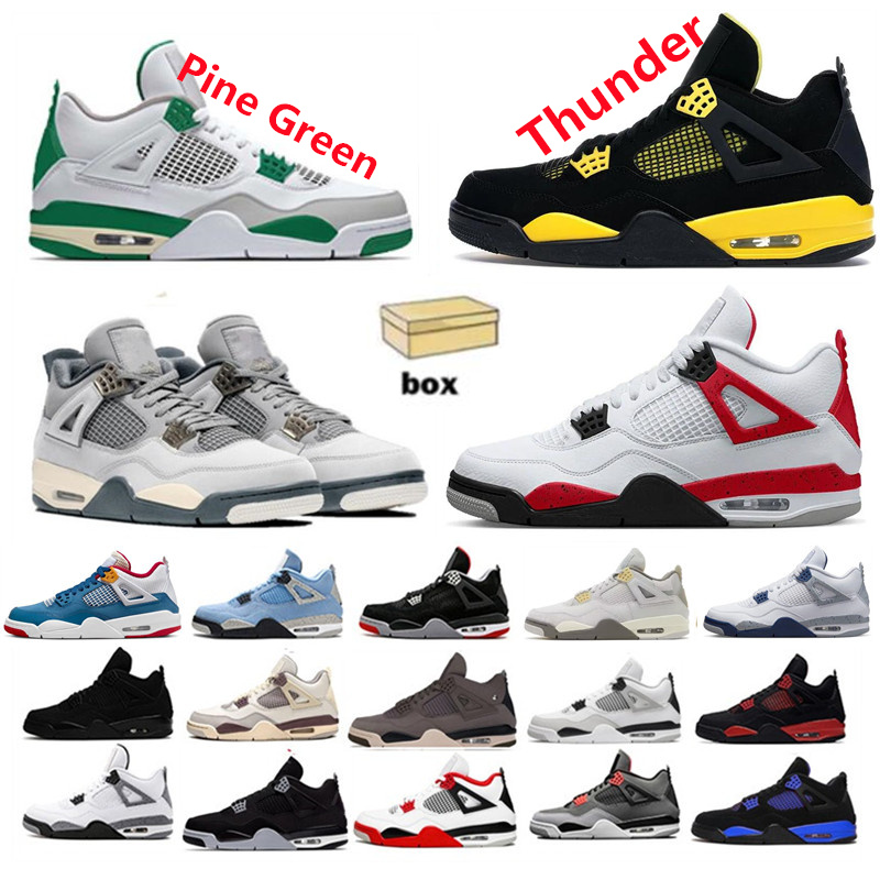 

4 Pine Green Red Cement Thunder Basketball Shoes 4s SE Craft Photon Dust Seafoam Midnight Navy Black Canvas Cat White Oreo 13s Flint 11 11s Bred Cherry Space Jam Concord, 1s university blue