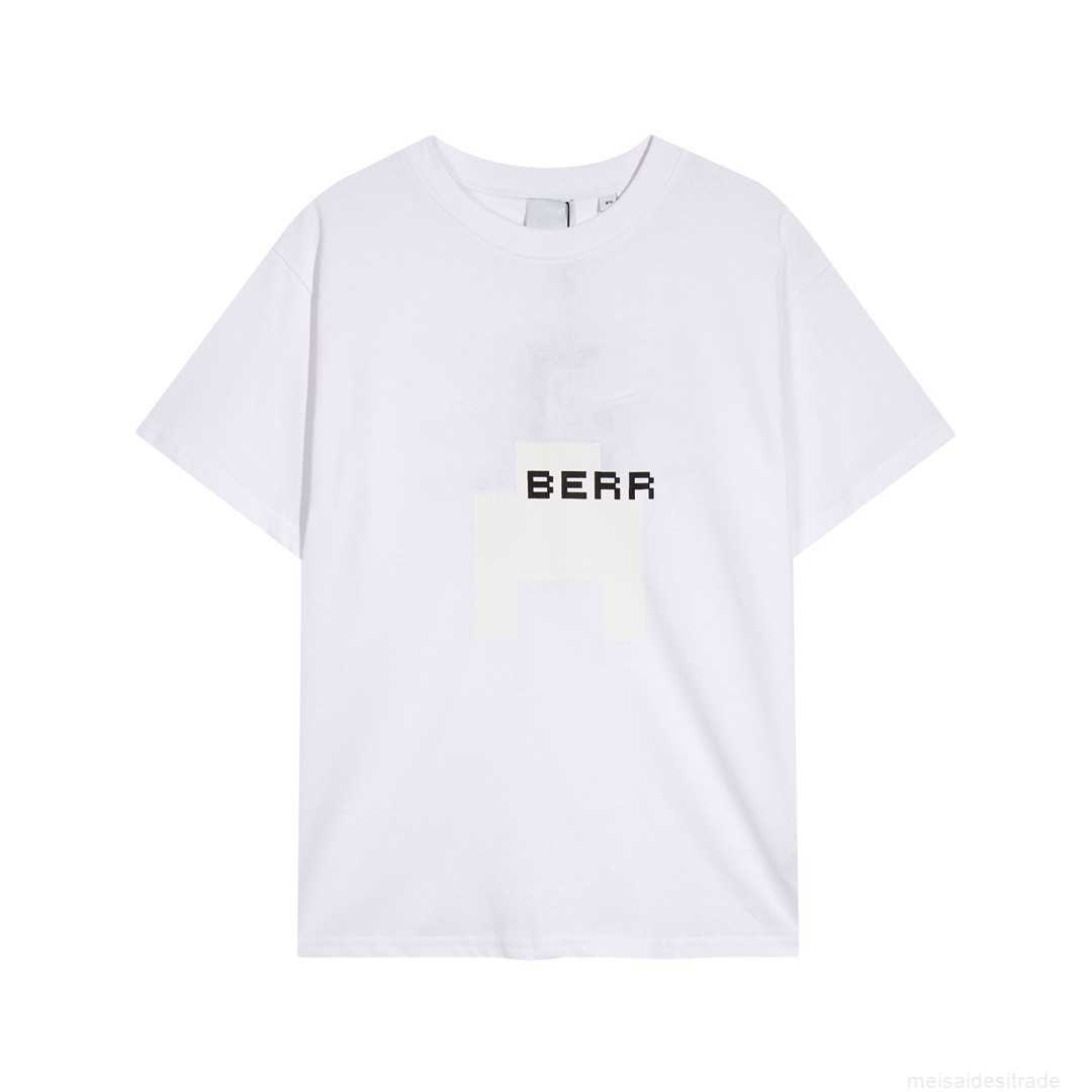 

Correct Version b Burbry Luxury Designer Bu Front Printed Letters with Embroidered Round Neck Short Sleeve T-shirt on Back of High Street 1Seasonal ClothingZ1XU, White