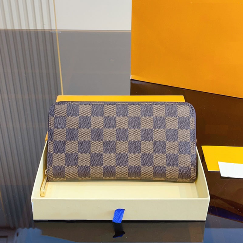 

Premium leather Wallet Classic vintage pattern Handbag Men's and women's universal fashion zipper Designer Zero Wallet, Grey