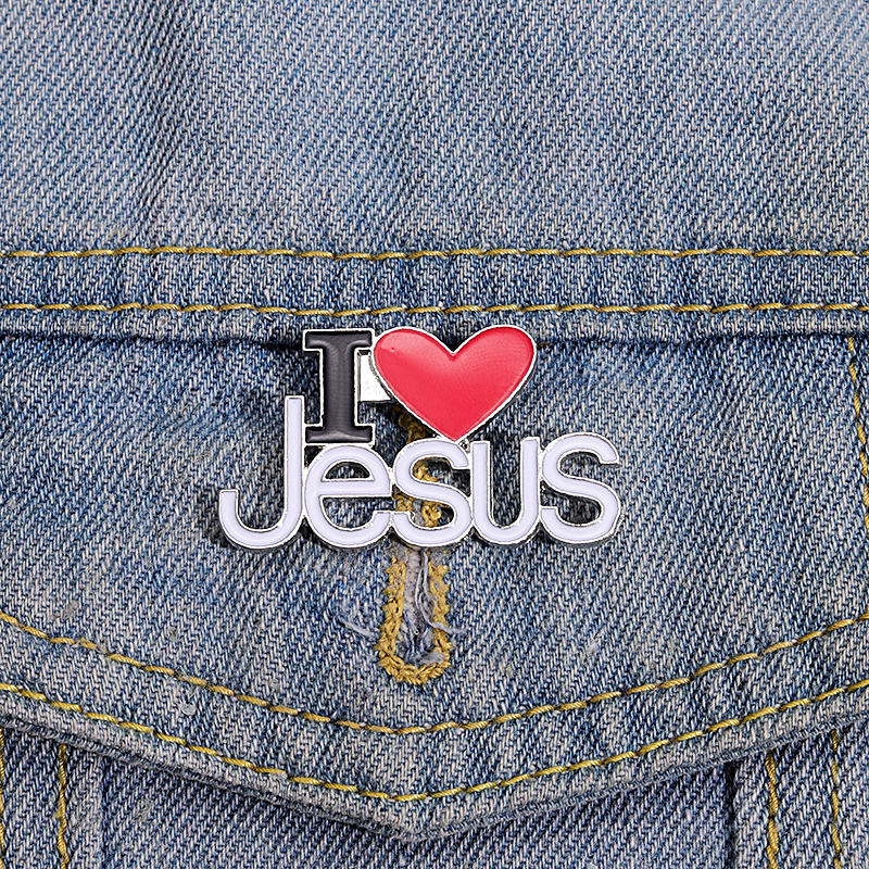 

Enamel Pins Custom Brooches Lapel Badges Funny Jewelry Gift for Kids Friends I love Jesus pin, As picture