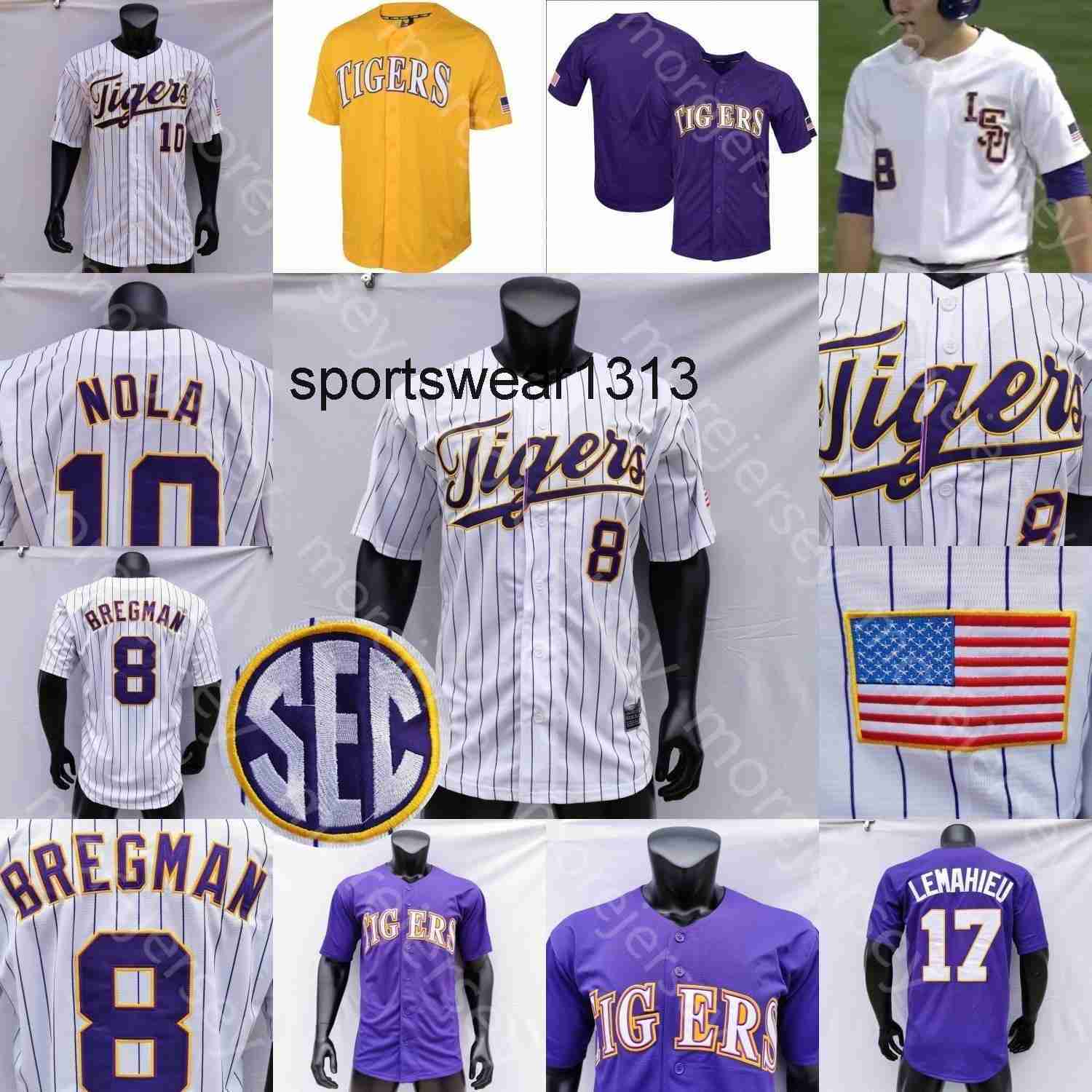 

College Wearscollege Wears2020 Lsu Baseball Jersey Ncaa College Giovanni Digiacomo Cabrera Dj Lemahieu Aaron Nola Bregman Fraley Eades Gausm, Pinstripe