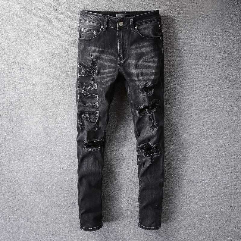 

Jeans Mens Am1r1 Trousers Pants Mirri Ripped Fashion Designer Brand High Street Letter Patch Black Versatile Slim Fit Men Hip Hop Leisu 6PXJ