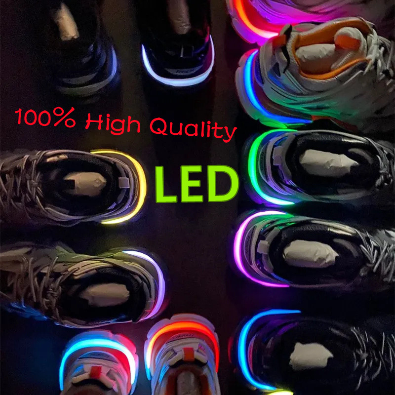

Track 3 LED Light Casual Shoes 3.0 Womens Mens Shoe Luxury Gomma leather Nylon Printed Designer Men Dad Lighted Running Lamp Charging Sports Trainers z4mb#, 10