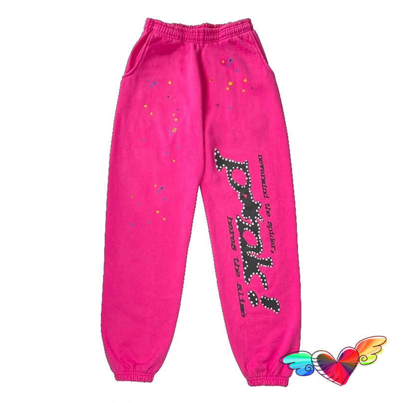 

Men's Pants Pink Spider 555555 Sweatpants Men Women 1 1 Web Sp5der 555555 Pants Foam Print Drawstring Terry Trousers, Black