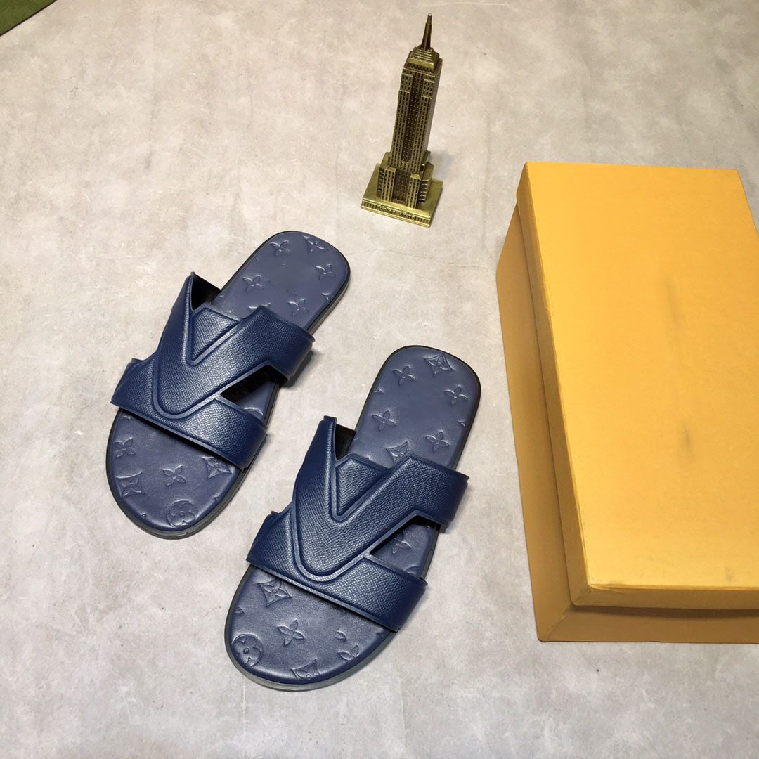 

2023 Latest Men Slippers Designer Slipper Lazy Large Beach Sandals Calfskin Slides Summer Flat Scuffs Sandal Size 38-45, Cream