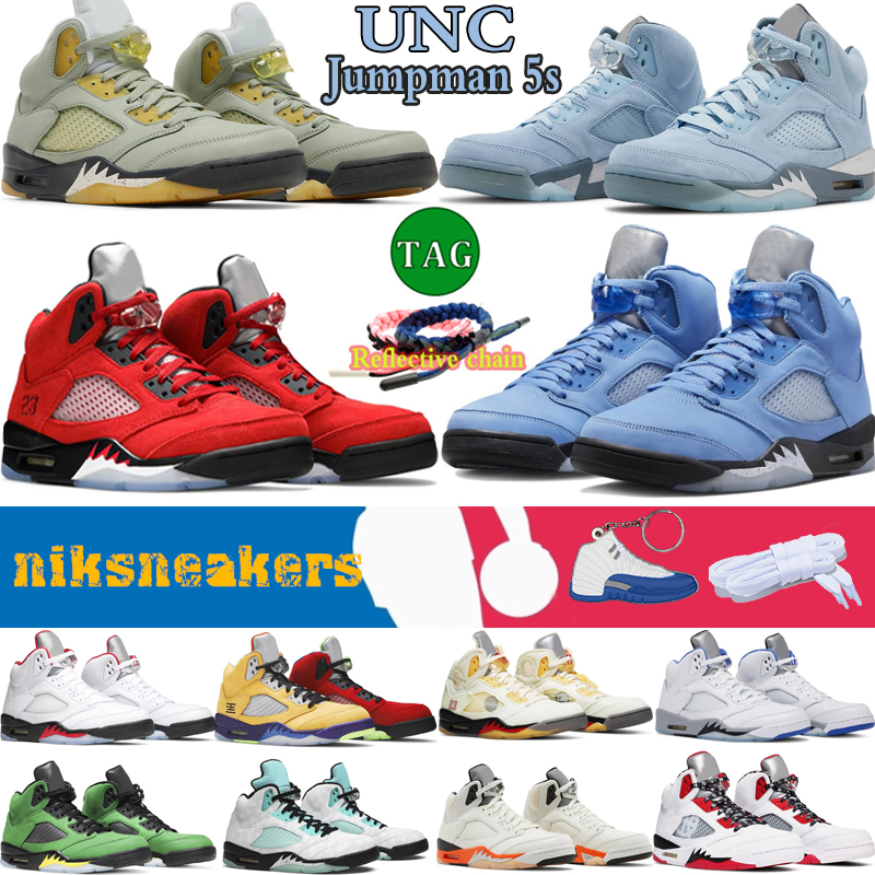 

2023 UNC Jumpman 5 men basketball Shoes 5s Racer University Blue Aqua Crimson Bliss Green Bean Dark Concord Black Metallic Moonlight mens trainers sports sneakers, #30 alternate bel -air