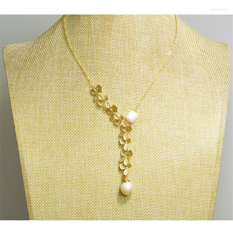

Chains Simple Original Design Natural Freshwater Pearls Necklace Flower Leaf Pendant Luxury Fine Jewelry For Women Birthday Gift PartyChains
