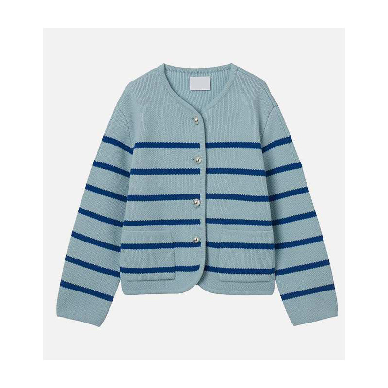 

Womens sweaters Autumn Round neck striped fashion Long Sleeve Women High End Jacquard Cardigan