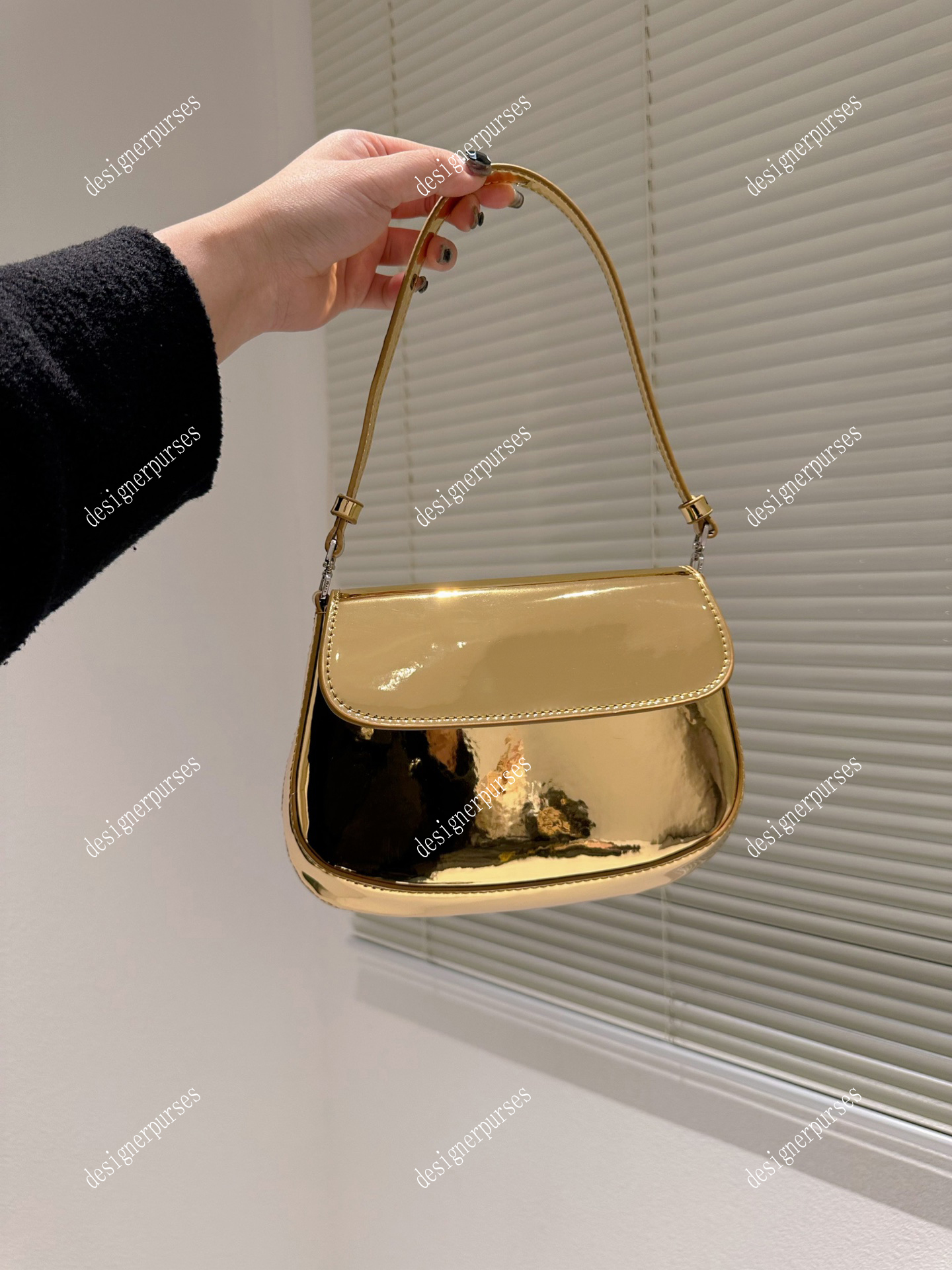 

TZ 8 colors Designer bags Cleo series patent leather underarm bag Eternal classic triangle logo flap handbags Fashion shoulder bag Women's Luxurys Hobo handbag 22CM, Red