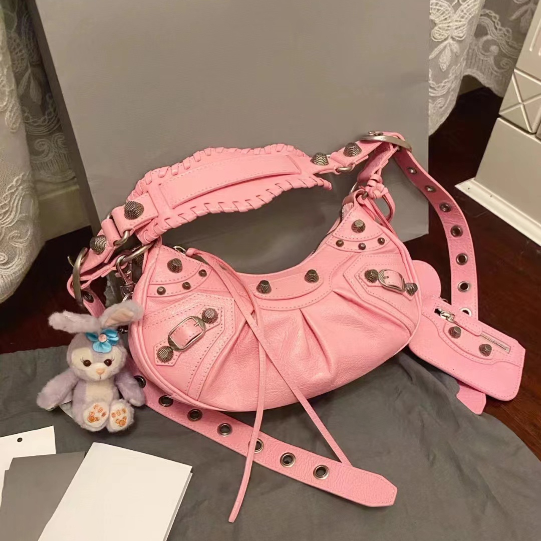 

Mirror quality Luxurys Designers LE CAGOLE motorcycle bag crossbody women's tote with retro handbags Clutch shoulder bags shopping Cross Body fashion half moon bag, Silver