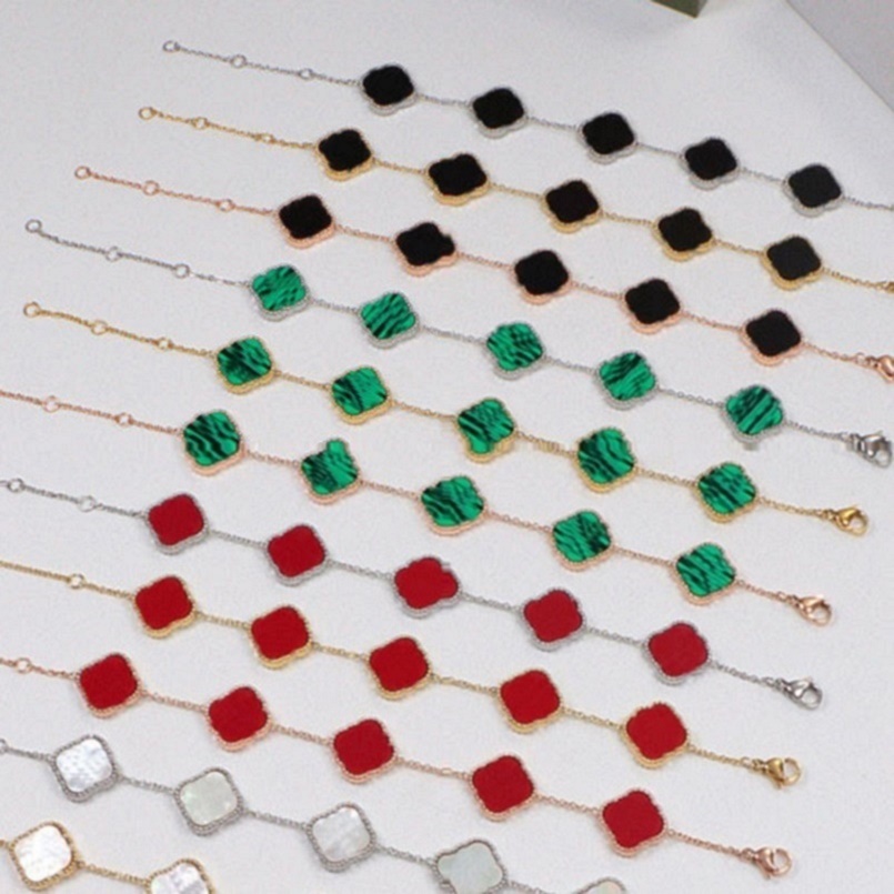 

Luxury Designer Link Chain Bracelet Four-leaf Clover Bracelets Womens Fashion 18K Gold Bracelets Jewelry For Womens