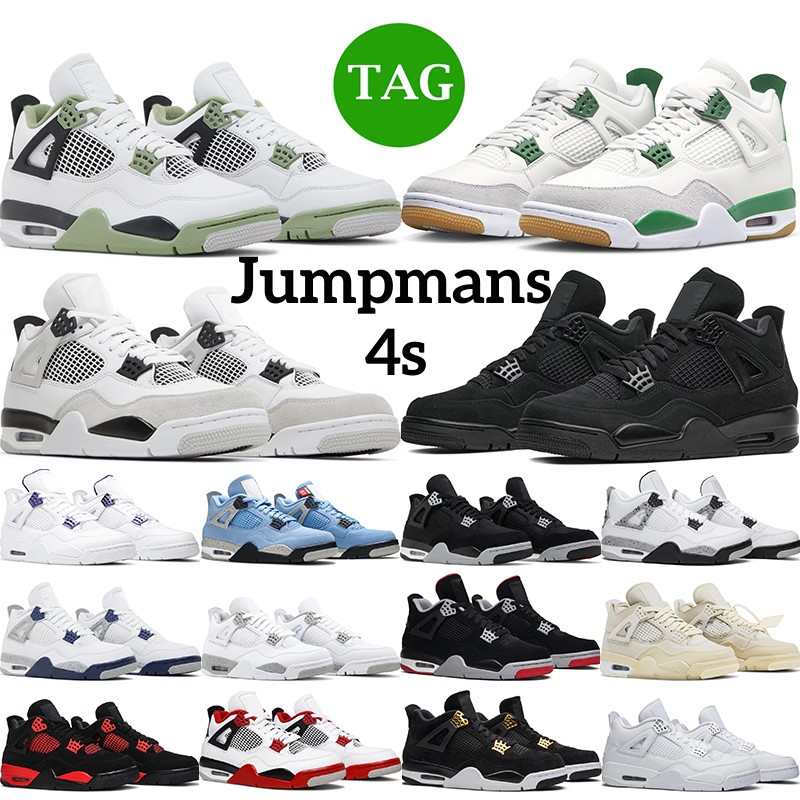 

Military Black Cat 4 men basketball shoes Pine Green Seafoam Canvas retro jumpman 4s Fire Red White Oreo j4 womens mens trainers sports sneakers tennis, 34