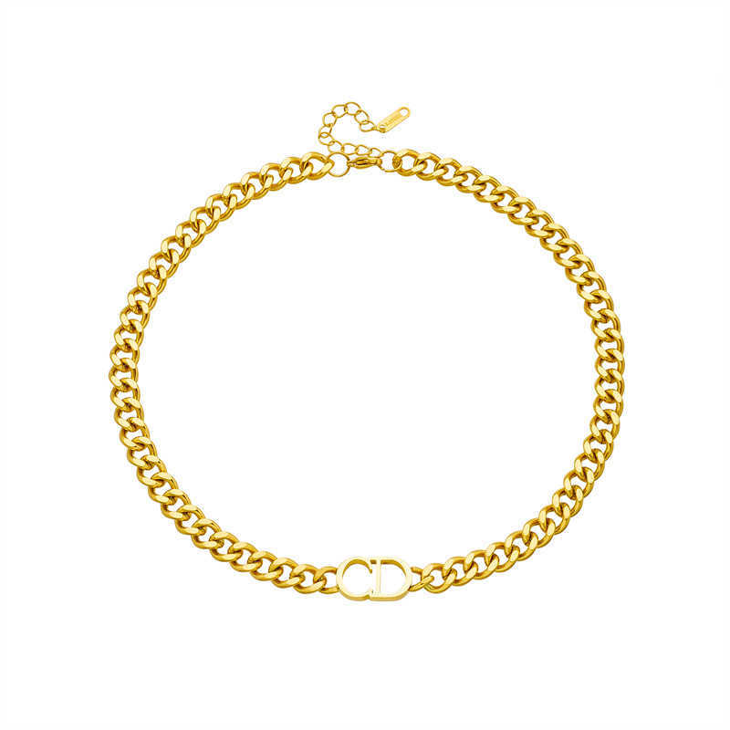 

Fashion INS style thick bracelet titanium steel non-fading jewelry CD letter necklace female