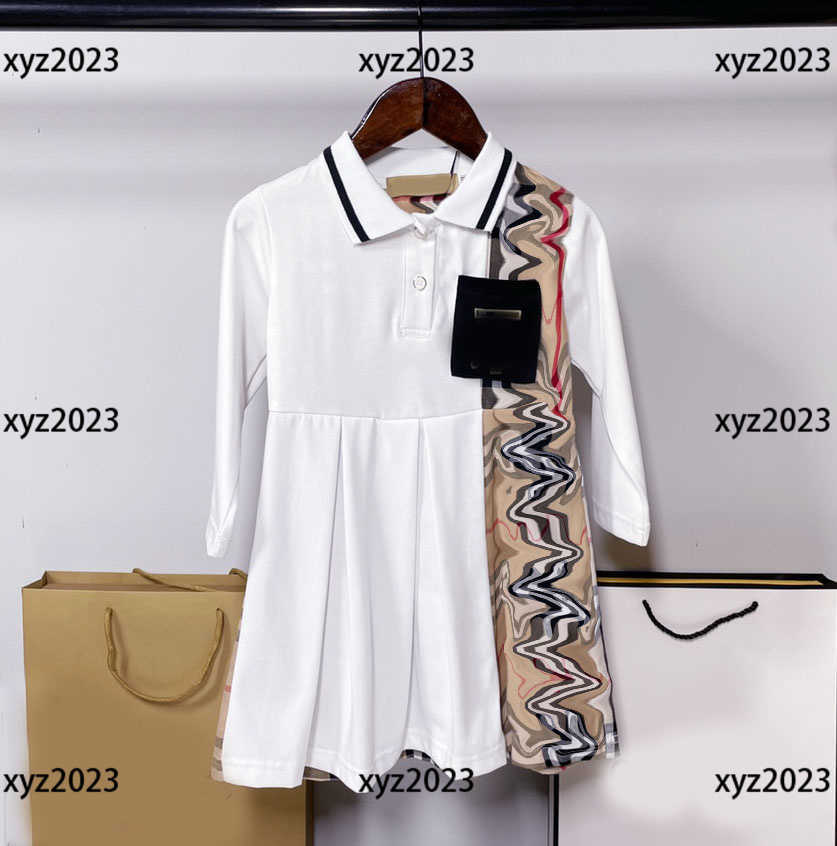 

2023 Girl Clothing Kids Skirt Baby Summer dress New product Striped lapel plaid pleated skirt Size 100-150 CM, Multi-color
