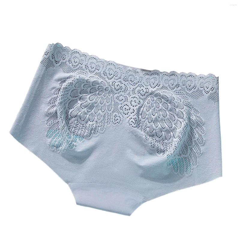 

Women's Panties Ladies High Waist Lace Mesh Ice Silk Seamless Mid Sexy Underwear Nude Feeling Thin Mid-Waist Briefs, Black