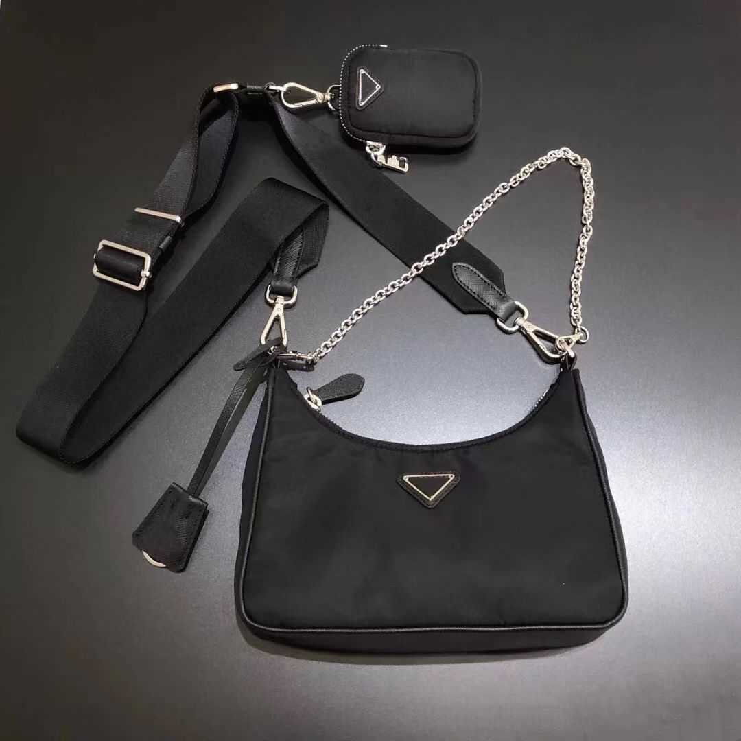 

Designer bag prads re-edition New P three-in-one nylon underarm hobo chain handle shoulder medieval stick messenger, Sky blue