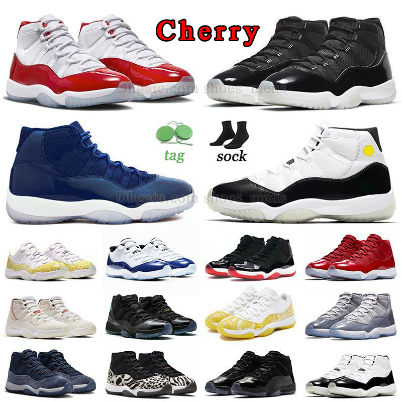 Jumpman 11 Retro 11s Cherry Basketball Chaussures J11 Midnight Navy Blue High Cool Grey Grey Grey DMP Définition Moments Yellow Snakes Snakeskin