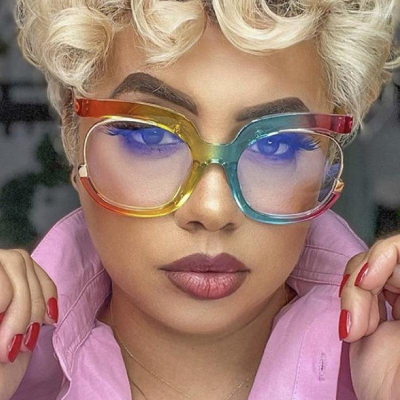 

Sunglasses 2023 Ins Rainbow Frame Fashion Retro Round Anti Blue Light Women Glasses Vintage Oversized Colourful Clear Eyeglasses