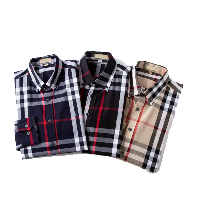 

designer Mens Dress Shirt casual Slim Silk T-shirt Long sleeve Casual business clothing plaid men asian szie xxl xxxl 718812594, Customize