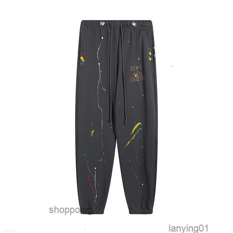 

Men' Pants Galleries Dept Designer Sweatpants Sports 7216b Painted Flare Sweat Pant Distressed Alphabet Printing Graffiti Hand-paintede4ljnpve, Black