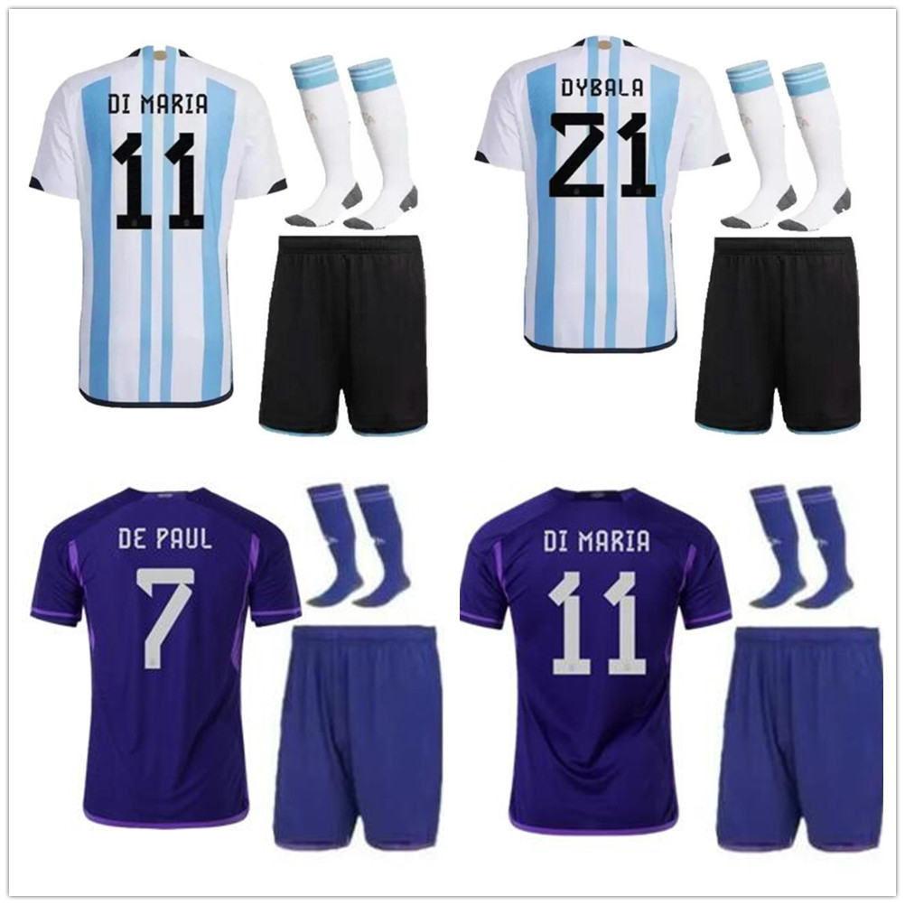 

3 Star Argentina Soccer Jerseys 2022 2023 Fans Version Football Shirts 22 23 MESSIS J.ALVAREZ DE PAUL National Team GRIEZMANN GIROUD Kids kit uniforms Socks, Home