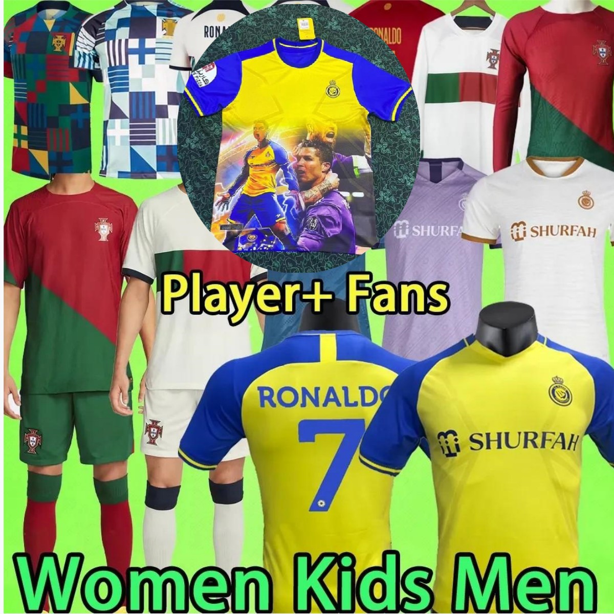 

Al Nassr FC Soccer Jerseys 2022 Portugal CR7 Men Women KIDS KIT Fans Player Version Ronaldo BERNARDO JOAO FELIX Football Shirts 22 23 Long Sleeve Home Away, 4th