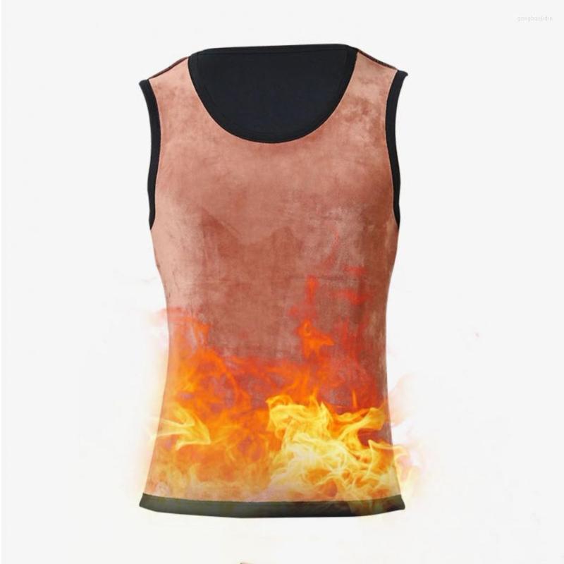 

Men's Tank Tops Fleece Vest Autumn Winter Seamless Thermal Waistcoat Underwear Comfy Men, Brown
