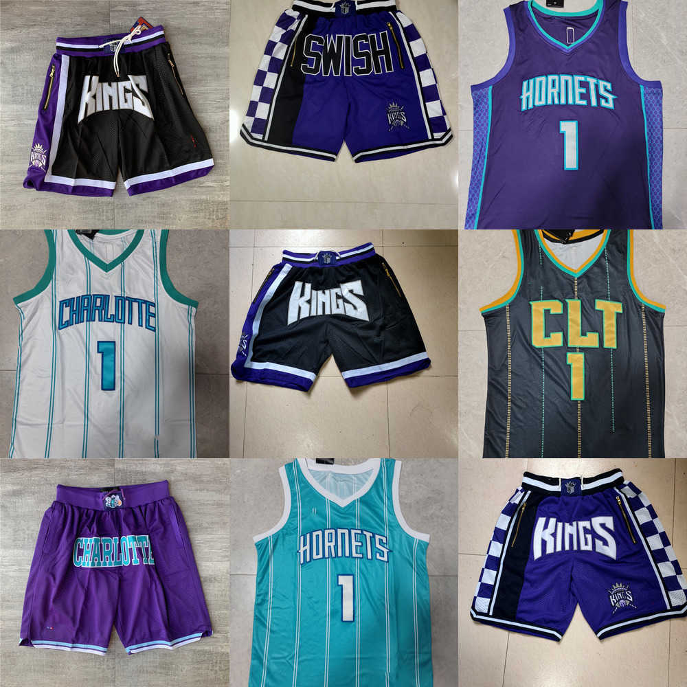 

Sacramento''Kings''Shorts Charlotte''Hornets''Shorts men Throwback Basketball Shorts pocket Basketball Jersey 1 LaMelo Ball, Color