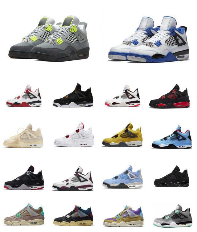 

4 Mens Basketball Shoes Military Black Cat Jumpman 4s Retro University Blue Red Thunder Sail Cactus Jack White Oreo Men Women Trainers Outdoor Sports Sneakers, Color 9