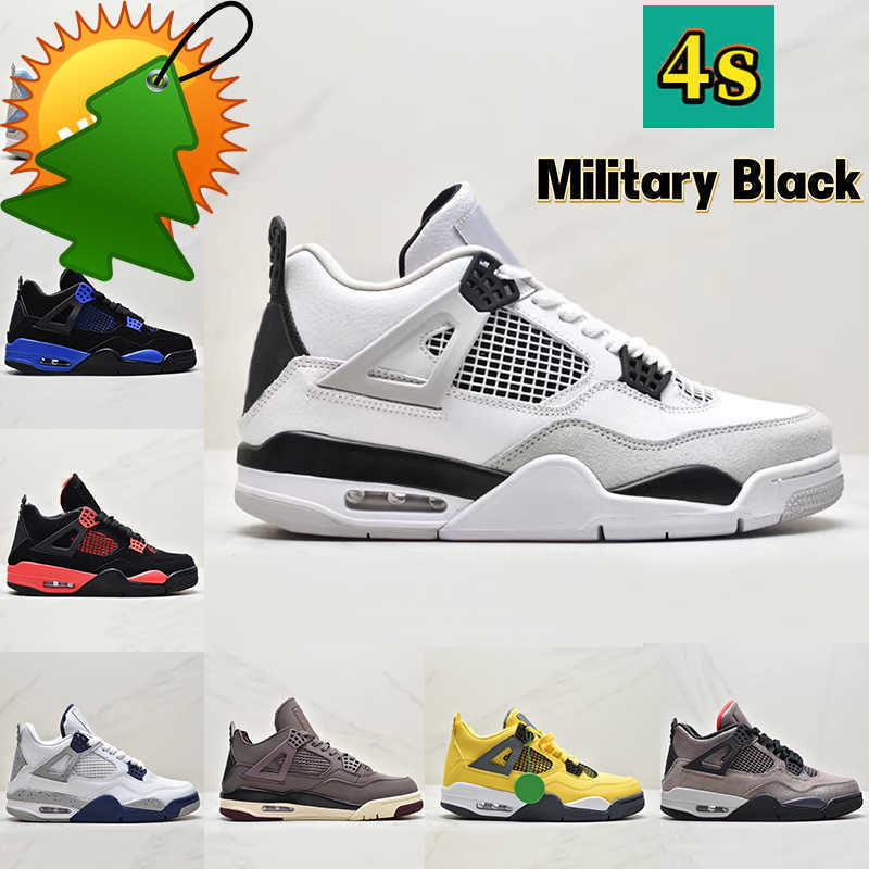 

New Outdoors Jumpman 4 4s retro basketball shoes Military Black midnight navy university blue red thunder black cat Taupe Haze A Ma, 31 white x sail