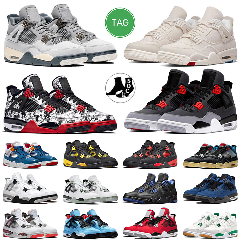 

2023 new top 4s basketball shoes pine green jumpman 4 men women sneakers retro black cat 4s outdoor trainers Yellow Thunder Infrared Tattoo, J06 36-47 fire red
