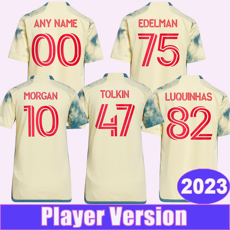 

2023 New York Red Player Version Soccer Jerseys KLIMALA AMAYA CASSERES JR. LONG TOLKIN BARLOW Away Red Football Shirt Short Sleeve Uniforms, Qy13061 2023 away ml patch