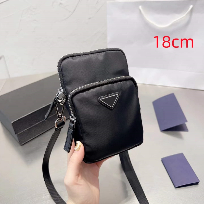 

Mens Mini Phone Bags designer bag luxury crossbody shoulder bag Black Nylon Cross Body Triangle adjustable strap 5A, Black 2-18cm(pda l0g0)