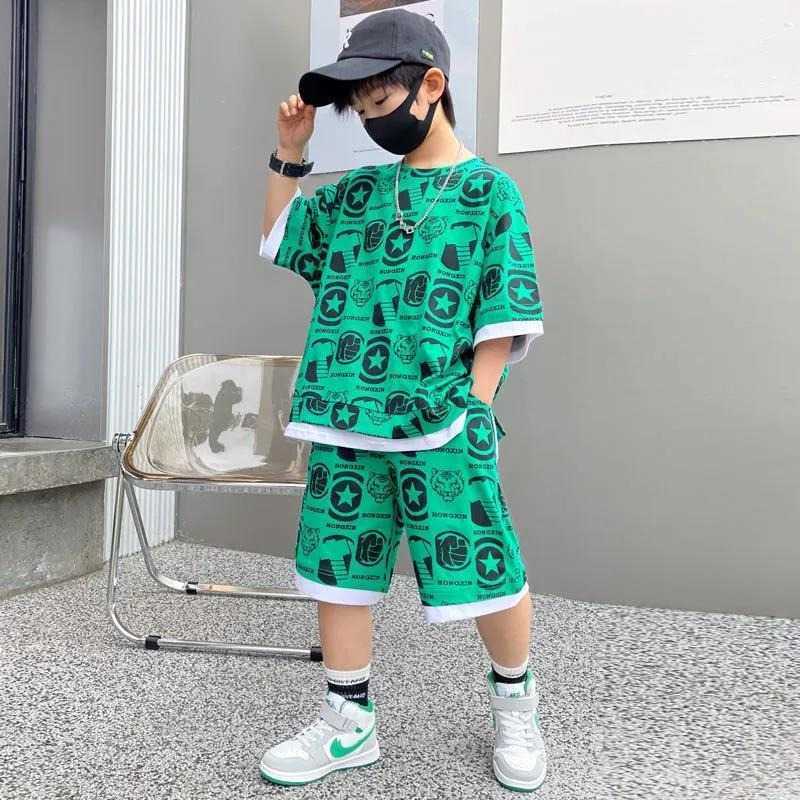 

Clothing Sets teenage Boy Set kid clothing Suit Cotton Summer Outing Clothes Top Shorts PCS Clothing for Children's years P, White