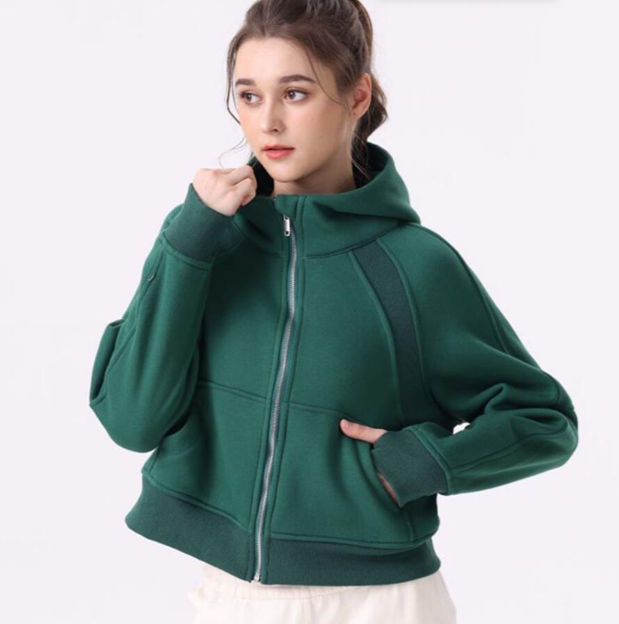 

LU-68 Yoga Outfits Full Zipper Scuba Hoodies Women's Leisure Sports Sweater Running Fitness Plush Thickened Coat Jacket, Orange