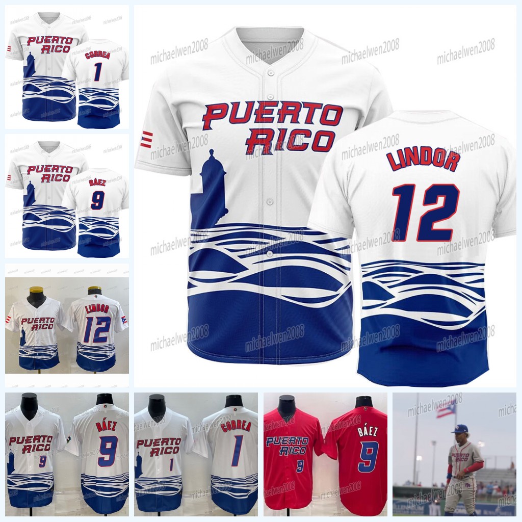 

Team Puerto Rico 2023 WBC Jersey World Baseball Classic Francisco Lindor Javier Baez Carlos Correa Jose Berrios Edwin Eddie Rosario Marcus Stroman Hernandez, White