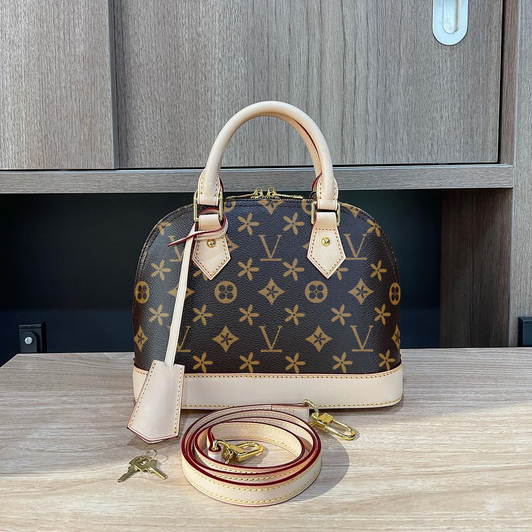 

2 size M53152 N41221 Alma BB bags PM MM pochette cross body Womens mens purses shell bag Genuine Leather luxury Designer tote handbag top handle with shoulder strap bag, Mon0gram small