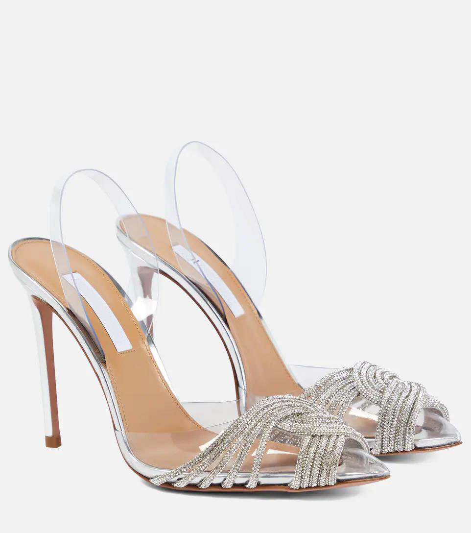

Shoes Aquazzura Perfect Pumps Gatsby 105 Embellished Slingback Pumps Slingback Clear Pvc Stiletto Heels Shoes