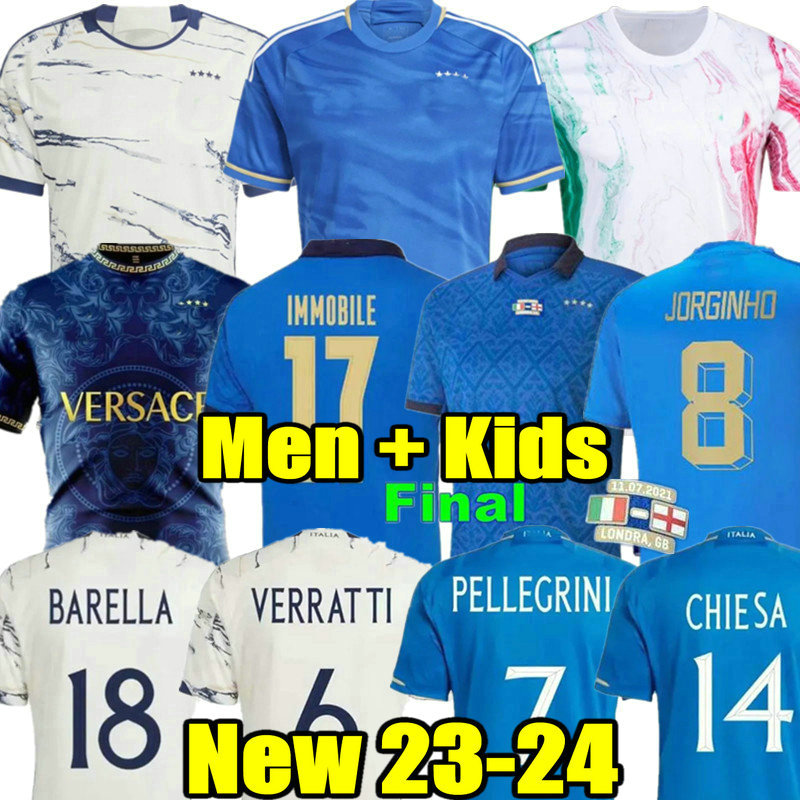 

CHIELLINI Player FANS soccer Jerseys 2022 BONUCCI Italia JORGINHO INSIGNE VERRATTI men kids FOOTBALL SHIRTS CHIESA BARELLA SPINAZZOLA finals Donnarumma 2023 2024, Away aldult 2023