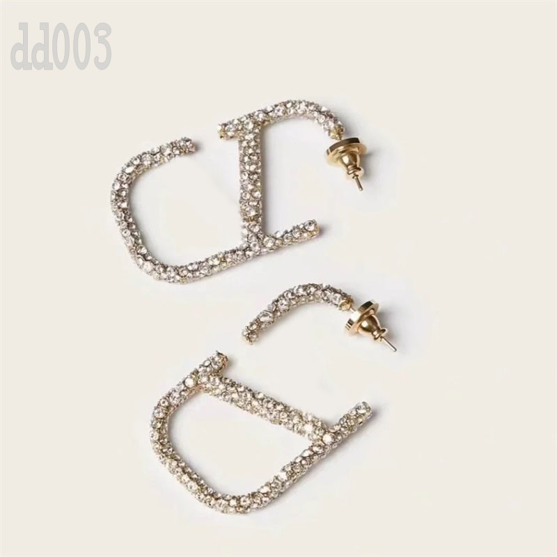 

Charming crystal stud earrings designer for women trendy 14k gold plated earing party jewelry love letter ohrringe fashion luxury earring party gifts ZB031 H1
