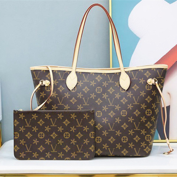 

M41178 2 piece large mother Shopping bag luxury tote handbag Womens designer travel bag man wallet louvis work package crossbody Leather Shoulder flower clutch bags, Size:31 x 28 x 14 cm