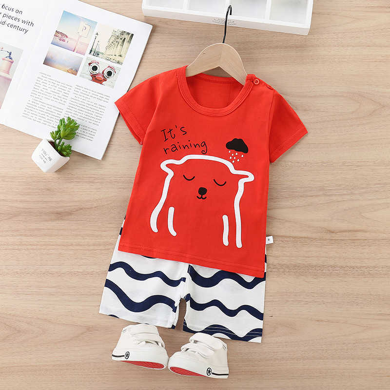

Clothing Sets Casual Girls Summer Outfits Red Children Clothes Little Girl Boy Clothes Top Tee Shirts Shorts Suit Clothing For Summer P, P2