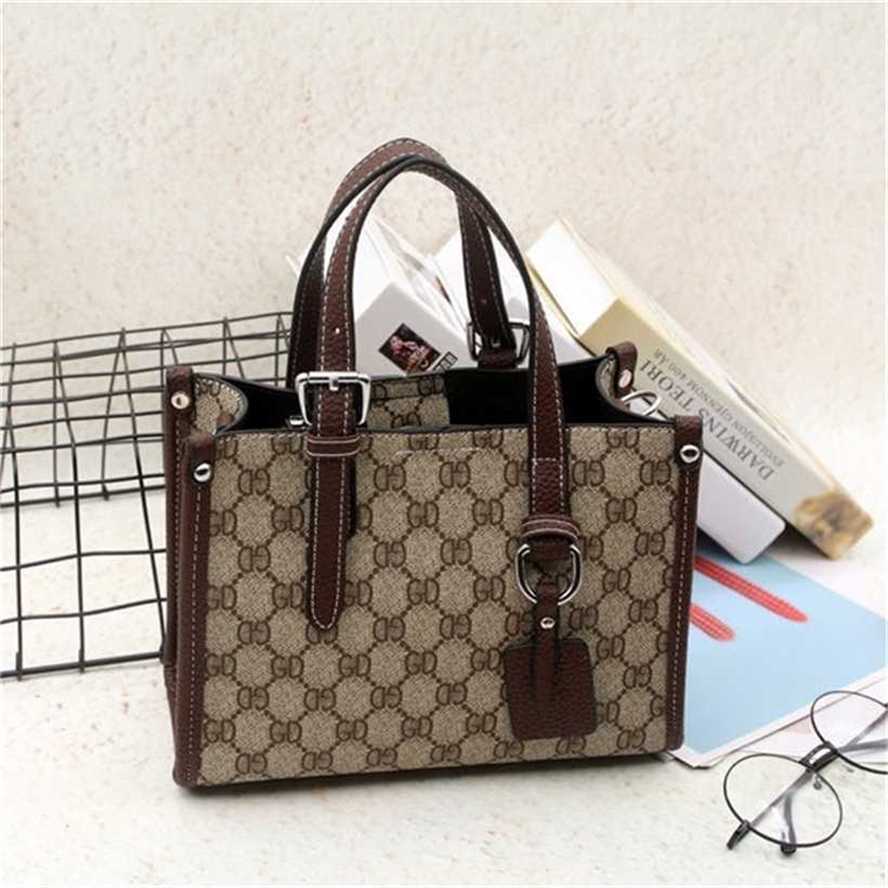 

handbag 2023 Fashion women's bag leather quality Handbag Handbag sense -capacity Messenger Vintage printed women's shoulder Bag, Coffee