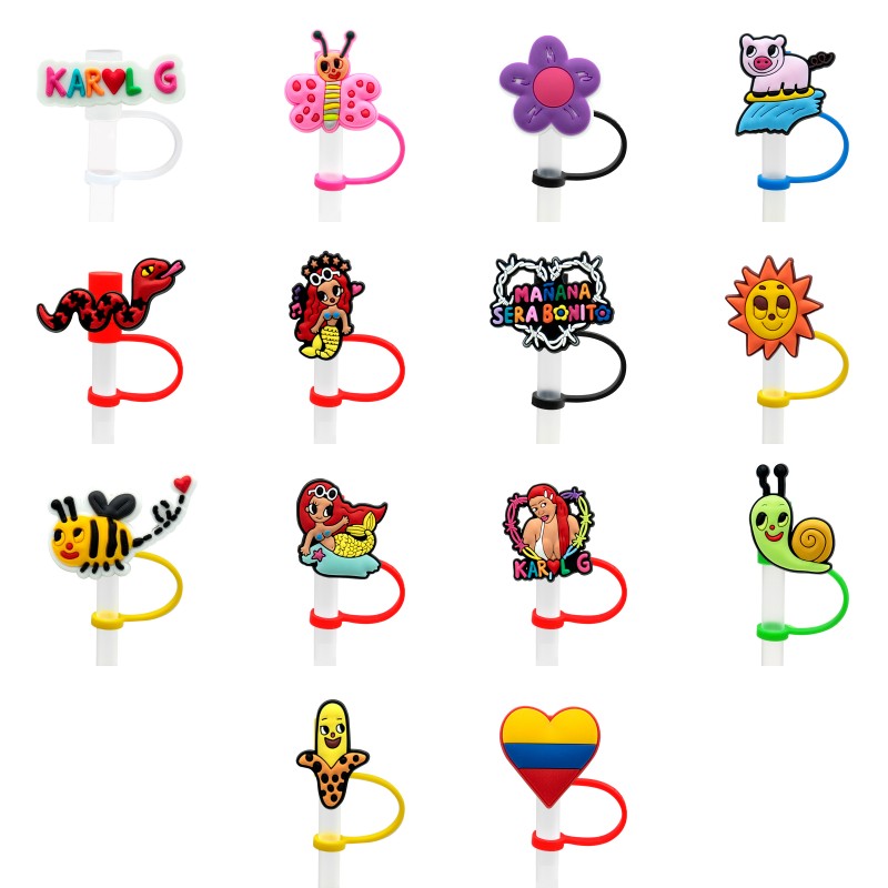 

soft silicone straw toppers 2023 karol g manana sera bonito custom new design accessories cover charms Reusable Splash Proof drinking dust plug decorative 8mm straw