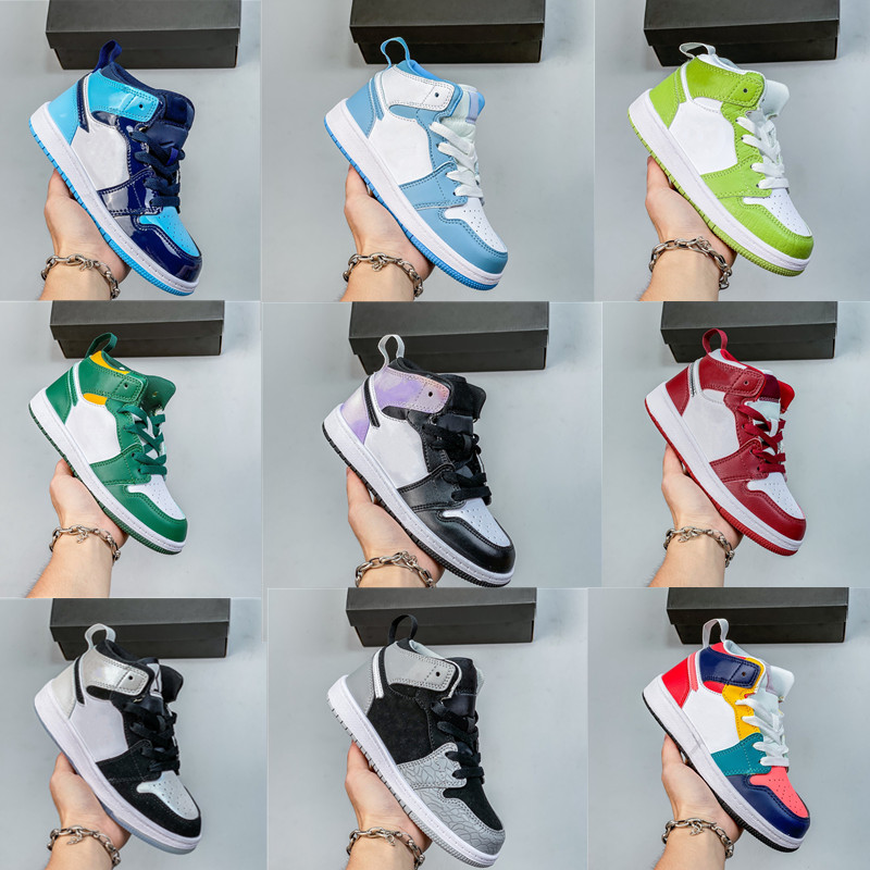 

Multi color 1S Mid Kids Basketball Shoes Elephant Toe University Blue big boys girls Sneaker Infant Trainers Zen Master