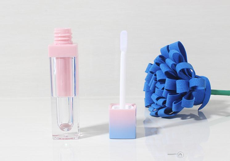 Square Empty Lip Gloss Tube Gradient Pink Blue Plastic Elegant Lipstick Liquid Cosmetic Containers 5ml Sample SN1223